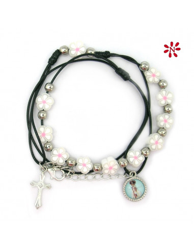 Pulsera Cuero Trenzado Negro Con Adornos Metal Y Cierre Magnetico