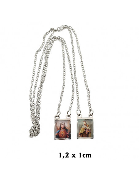 Escapulario Acero Rectangular 1.2X1cm Foto Esmalte Duro Con Cadena De Acero