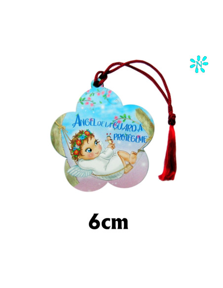 Medalla Cuna Estrella Cuna Angel De La Guarda Rosa Con Cruz Personalizable
