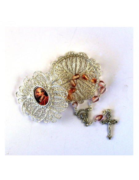 Caja Filigrana Tradicional Forma Flor Para Personalizar Con Rosario