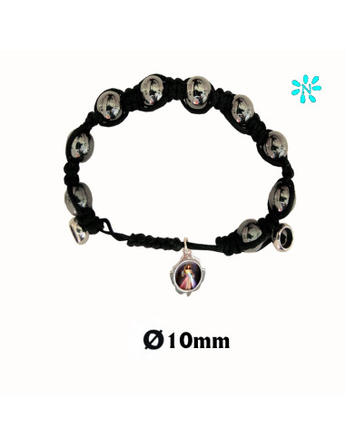 Pulsera Cuerda Con Cristal Liso Gris...