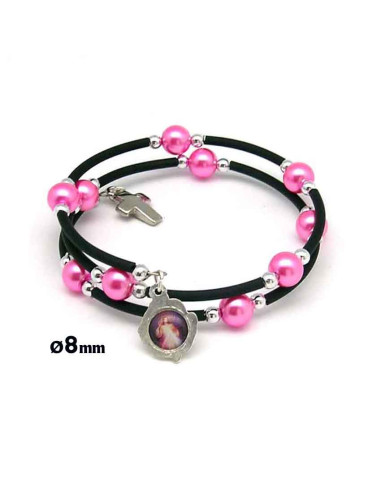Pulsera Espiral Perla Fucsia 8Mm Y...