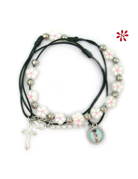Pulsera Flores Fimo Varios Colores Doble Vuelta