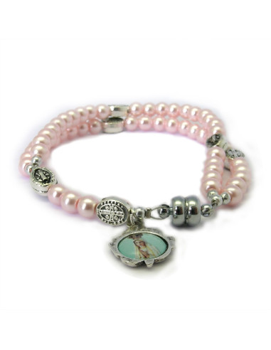 Pulsera Rosario Cristal Liso Rosa 5Mm...