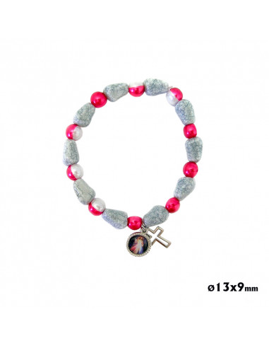 Pulsera Elastica 9x13 MM Bola Bicolor Roja
