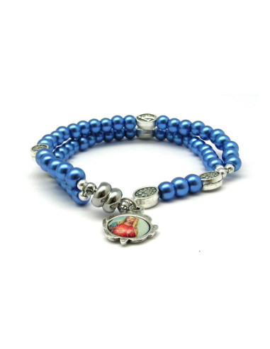 Pulsera Rosario Cristal Liso Azul 5Mm...