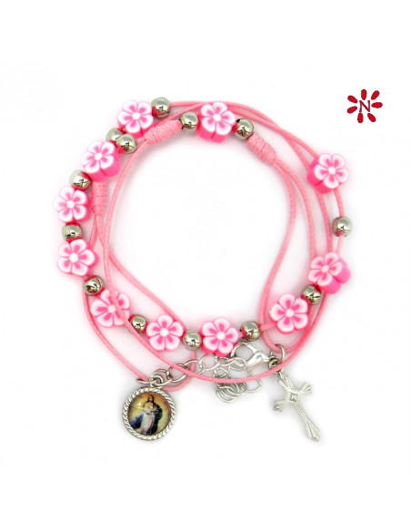 Pulsera Flores Fimo Varios Colores Doble Vuelta