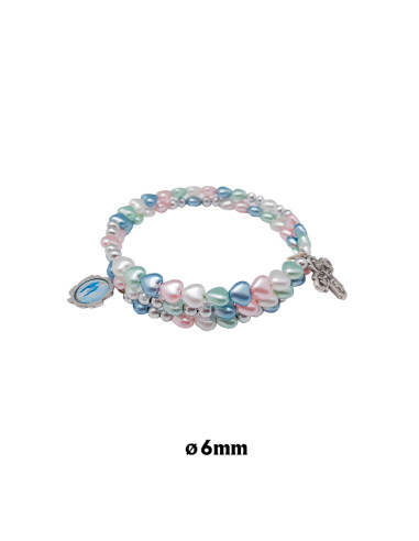 Brazalete Rigido Corazones Cuentas En...