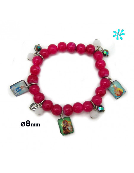 Pulsera Rosario Cristal Liso Rosa 5Mm Paters Medalla San Benito Cierre Magnetico