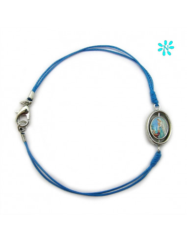 Pulsera Cordon Fino Azul Centro Giratorio Para Personalizar