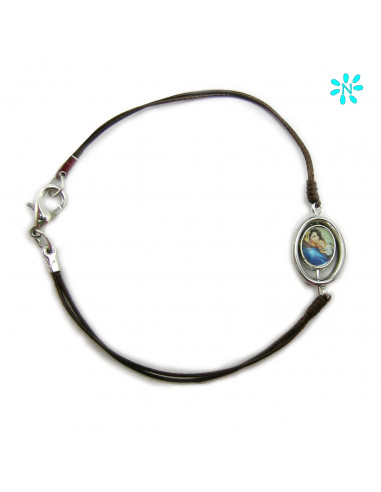 Pulsera Cordon Fino Marron Centro Giratorio Para Personalizar