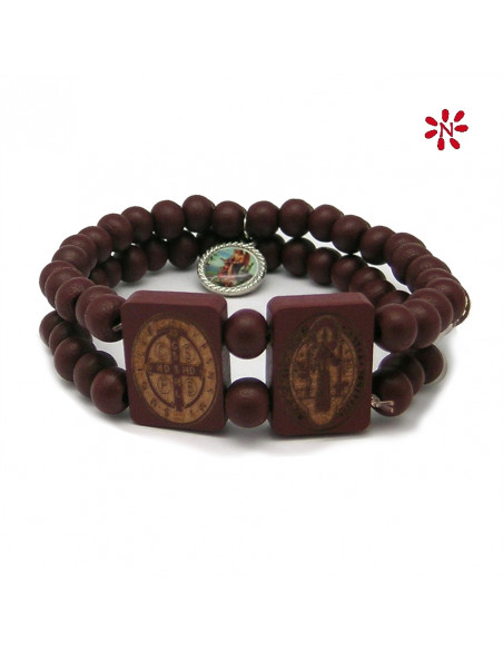 Pulsera San Benito Madera Doble