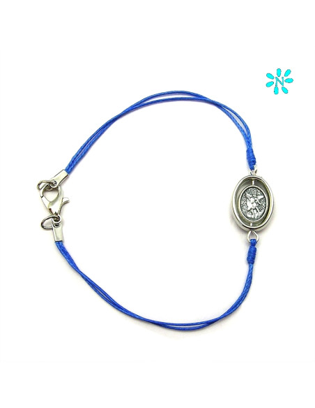 Pulsera San Miguel Y Angel Guarda Cordon Fino Centro Giratorio