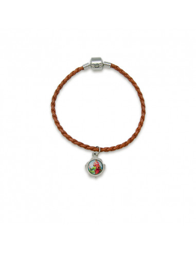 Pulsera Trenzada Marron Personalizable Con Cierre Metal