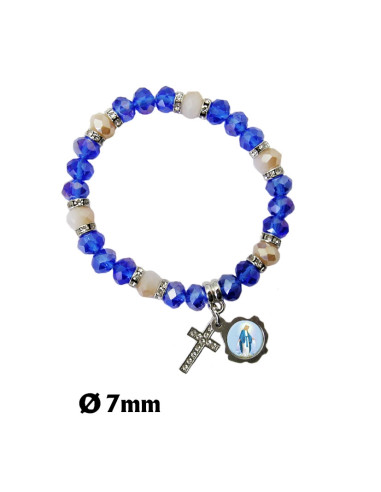 Pulsera Elastica Strass Azul Y Blanca...