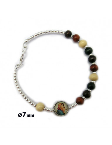 Pulsera Rigida Bola 7Mm Tonos Marr?n...