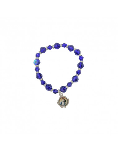 Pulsera Cristal Bola Prisma Azul Con Cruz