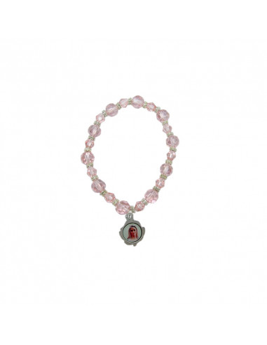 Pulsera Cristal Bola Prisma Rosa Con Cruz