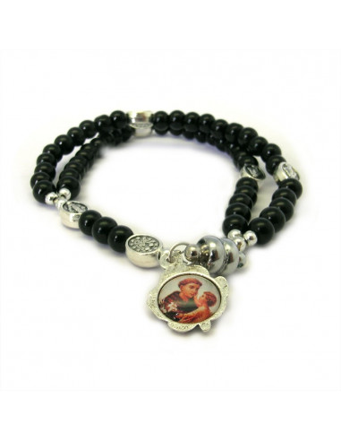 Pulsera Rosario Cristal Liso Negro...