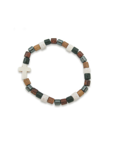 Pulsera Piedra Y Madera Elastica...