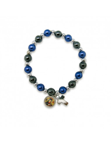 Pulsera Elastica Ematite Y Azul 8Mm...