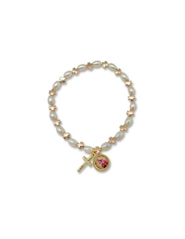 Pulsera Dorada Oval Imitacion Nacar...