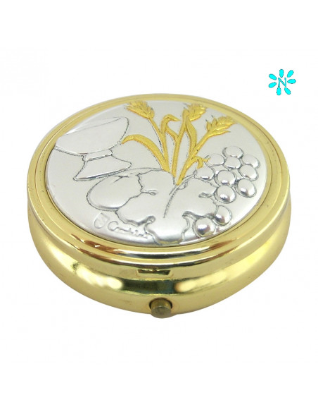 Caja Dorada Con Placa Superior Bicolor Caliz Con Espigas  5X2 Cm