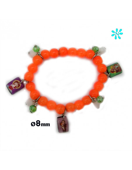 Pulsera Infantil Elastica Plastico Colores Surtidos Con Escapularios