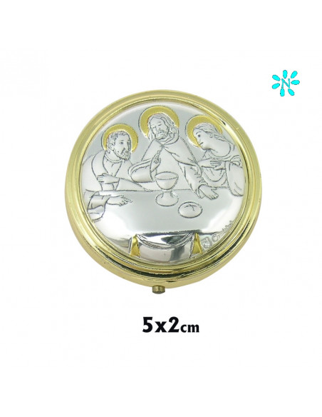 Caja Dorada Con Placa Superior Bicolor Ultima Cena 5X2 Cm