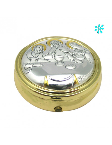 Caja Dorada Con Placa Superior Bicolor Ultima Cena 5X2 Cm