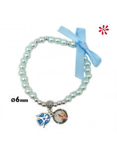 Pulsera Perlas Celestes 6Mm...