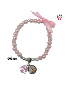 Pulsera Perlas Rosas 6Mm...