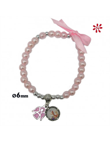 Pulsera Perlas Rosas 6Mm Primera...