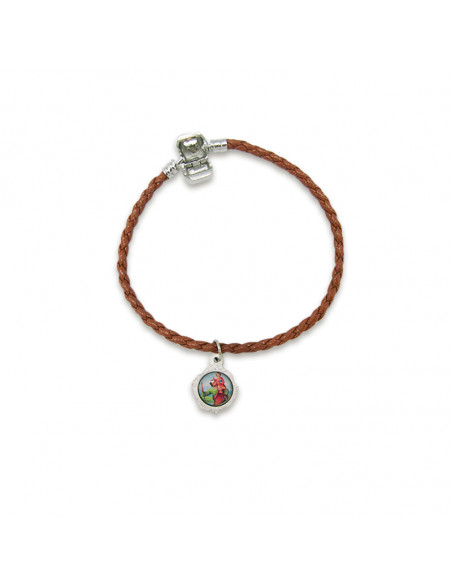 Pulsera San Benito Trenzada Roja Con Medalla Oval A Dos Caras