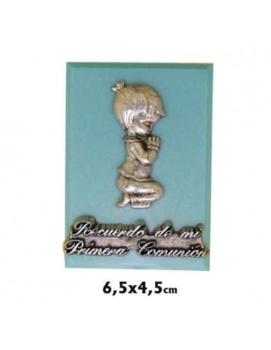 Placa Primera Comunion Niño Fondo Azul