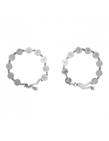Pulsera Cristal Celeste 6mm Con Rosa celeste