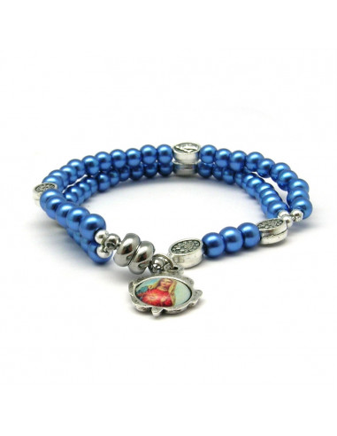 Pulsera Rosario Cristal Liso Azul 5Mm...