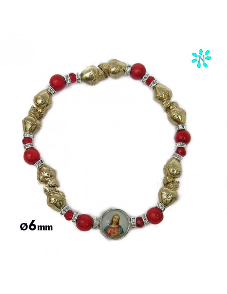 Pulsera Rosario Cristal Liso Rosa 5Mm Paters Medalla San Benito Cierre Magnetico