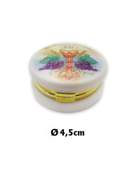 Caja Redonda Con Foto Primera Comunion Acabado Nacar