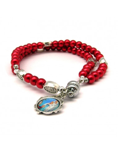 Pulsera Rosario Cristal Liso Rojo 5Mm...