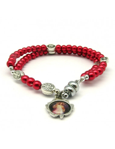 Pulsera Rosario Cristal Liso Rojo 5Mm...