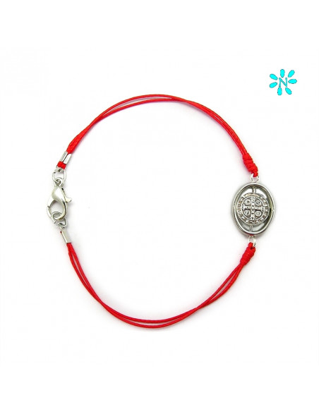 Pulsera San Benito Cordon Fino Rojo Centro Giratorio