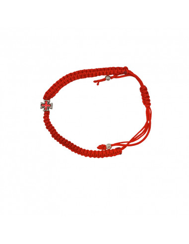 Pulsera macrame negra con cruz cuadrada blanca pequezzzzza en el centro