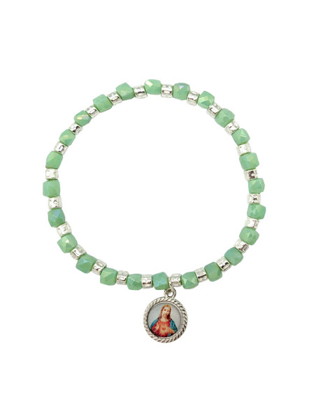 Pulsera Elastica Cristal Opaco 6Mm Con Discos En 3 Colores Surtidos