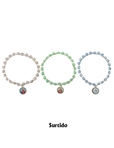 Pulsera Elastica Cristal Opaco 6Mm Con Discos En 3 Colores Surtidos