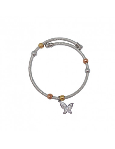 Pulsera Acero Blanco Rayado Con...