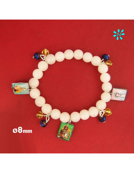 Pulsera Infantil Elastica Plastico Colores Surtidos Con Escapularios