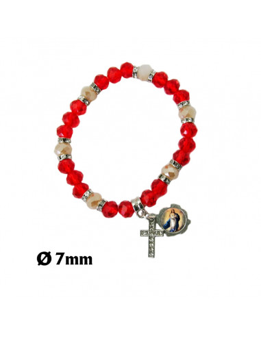 Pulsera Elastica Strass Roja Y Blanca...