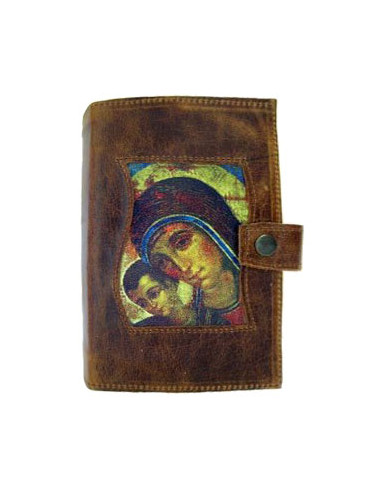 Funda Biblia Piel Con Cremallera Bordada Pantocrator Jerusalen Ddb