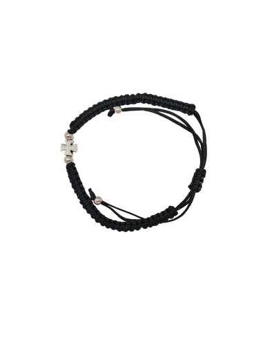Pulsera Macrame Negra Con Cruz...